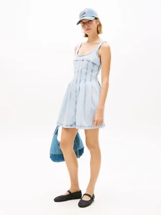Miniabito in denim plissettato Tommy Jeans