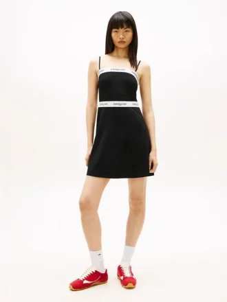 Miniabito in ponte con nastro con logo Tommy Jeans
