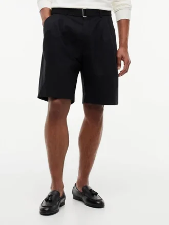 Pantaloncini a pieghe con cintura, vestibilità comoda, lunghezza 10″