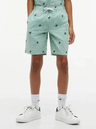 Pantaloncini a righe con logo monogramma per bambini
