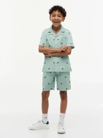 Pantaloncini a righe con logo monogramma per bambini
