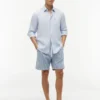 Pantaloncini a righe in misto cotone e lino da 7″