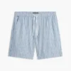 Pantaloncini a righe in misto cotone e lino da 7″