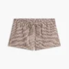 Pantaloncini a vita bassa in misto lino a quadretti Pantaloncini a vita bassa in misto lino a quadretti