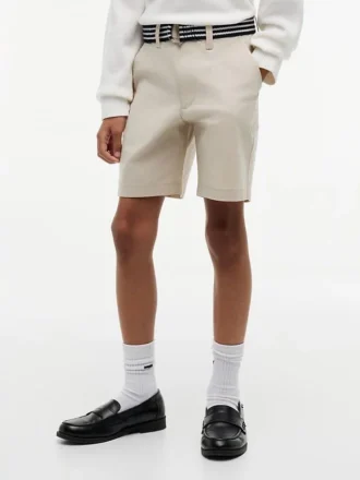 Pantaloncini chino elasticizzati larghi con cintura per bambini