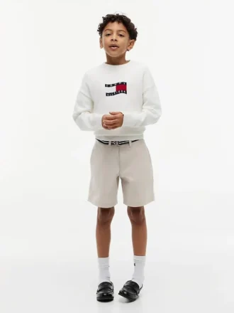 Pantaloncini chino elasticizzati larghi con cintura per bambini