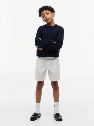 Pantaloncini chino elasticizzati larghi con cintura per bambini