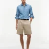 Pantaloncini chino in misto cotone e lino dal taglio comodo Pantaloncini chino in misto cotone e lino dal taglio comodo