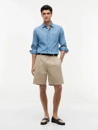 Pantaloncini chino in misto cotone e lino dal taglio comodo