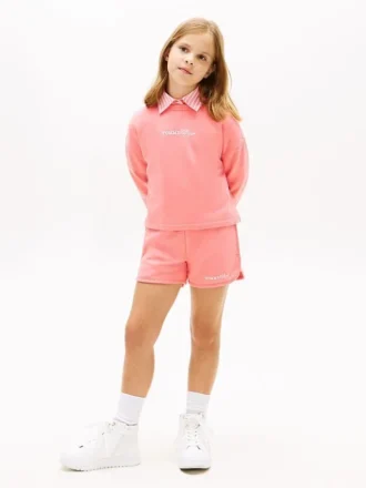 Pantaloncini da bambina con logo Tommy glitterato