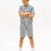 Pantaloncini da bambino in misto lino a righe dal taglio morbido