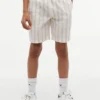 Pantaloncini da bambino in misto lino a righe dal taglio morbido
