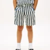 Pantaloncini da bambino in misto lino a righe dal taglio morbido