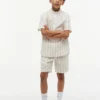 Pantaloncini da bambino in misto lino a righe dal taglio morbido