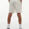 Pantaloncini da bambino in misto lino a righe dal taglio morbido