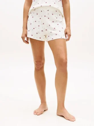 Pantaloncini da notte in misto con stampa floreale