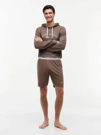 Pantaloncini da notte in piqué con logo Hilfiger