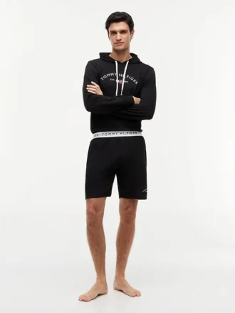 Pantaloncini da notte in piqué con logo Hilfiger