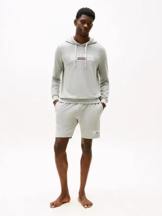 Pantaloncini da notte in piqué con logo Hilfiger da 8″