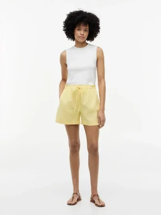Pantaloncini elasticizzati in misto lino e cotone Pantaloncini elasticizzati in misto lino e cotone