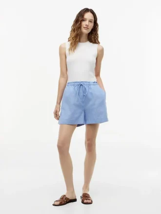 Pantaloncini elasticizzati in misto lino e cotone Pantaloncini elasticizzati in misto lino e cotone