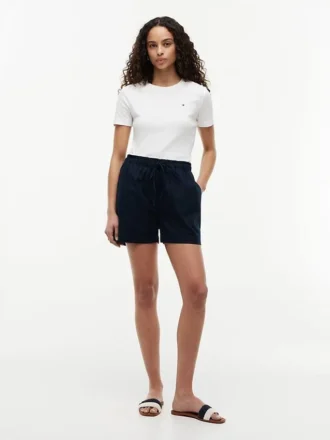 Pantaloncini elasticizzati in misto lino e cotone