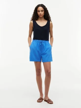 Pantaloncini elasticizzati in misto lino e cotone