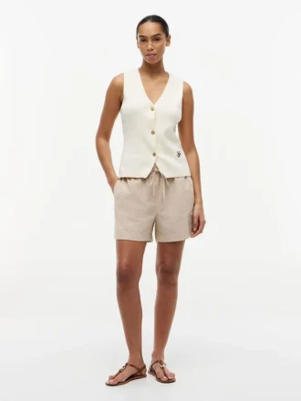 Pantaloncini elasticizzati in misto lino e cotone