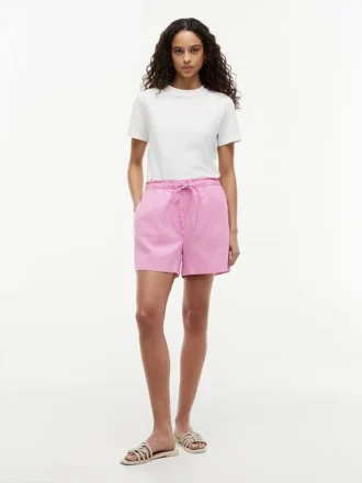 Pantaloncini elasticizzati in misto lino e cotone