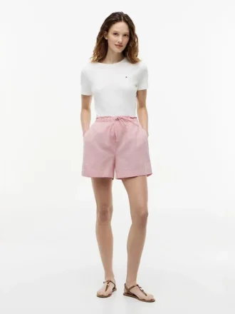 Pantaloncini elasticizzati in misto lino e cotone