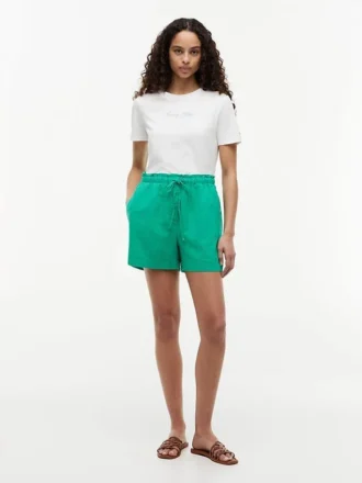 Pantaloncini elasticizzati in misto lino e cotone