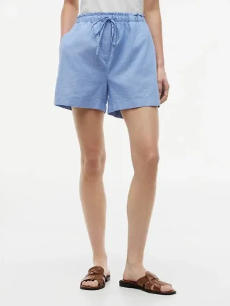 Pantaloncini elasticizzati in misto lino e cotone Pantaloncini elasticizzati in misto lino e cotone