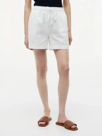 Pantaloncini elasticizzati in misto lino e cotone Pantaloncini elasticizzati in misto lino e cotone