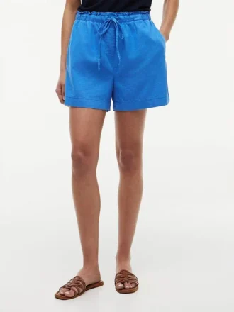 Pantaloncini elasticizzati in misto lino e cotone