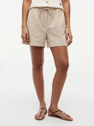 Pantaloncini elasticizzati in misto lino e cotone