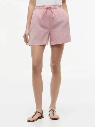 Pantaloncini elasticizzati in misto lino e cotone
