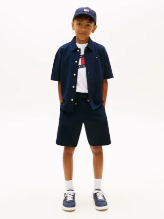 Pantaloncini elasticizzati in seersucker per bambini Pantaloncini elasticizzati in seersucker per bambini