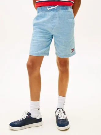 Pantaloncini in denim a spina di pesce con bandiera ondulata per bambini