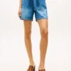 Pantaloncini in denim a vita alta con cintura