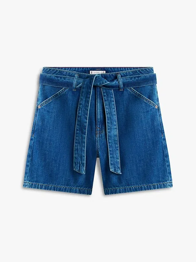 Pantaloncini in denim a vita alta con cintura Pantaloncini in denim a vita alta con cintura