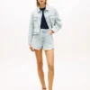 Pantaloncini in denim a vita alta e dal taglio ampio con effetto consumato Pantaloncini in denim a vita alta e dal taglio ampio con effetto consumato