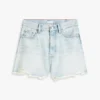 Pantaloncini in denim a vita alta e dal taglio ampio con effetto consumato Pantaloncini in denim a vita alta e dal taglio ampio con effetto consumato