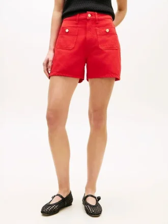 Pantaloncini in denim con tasche e bottoni dorati