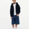 Pantaloncini in denim larghi con stampa graffiti per bambini Pantaloncini in denim larghi con stampa graffiti per bambini