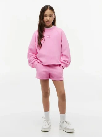 Pantaloncini in felpa con bandiera tono su tono per bambini