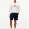 Pantaloncini in felpa con logo bandiera ondulata, vestibilità regolare Pantaloncini in felpa con logo bandiera ondulata, vestibilità regolare