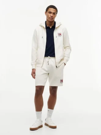 Pantaloncini in felpa con logo bandiera ondulata, vestibilità regolare