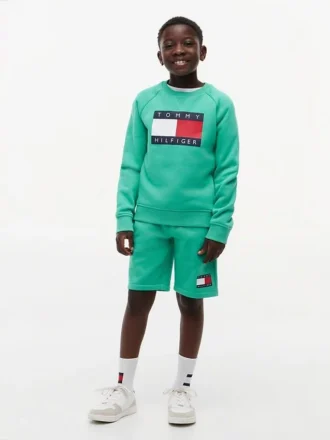 Pantaloncini in felpa con logo bandiera per bambini