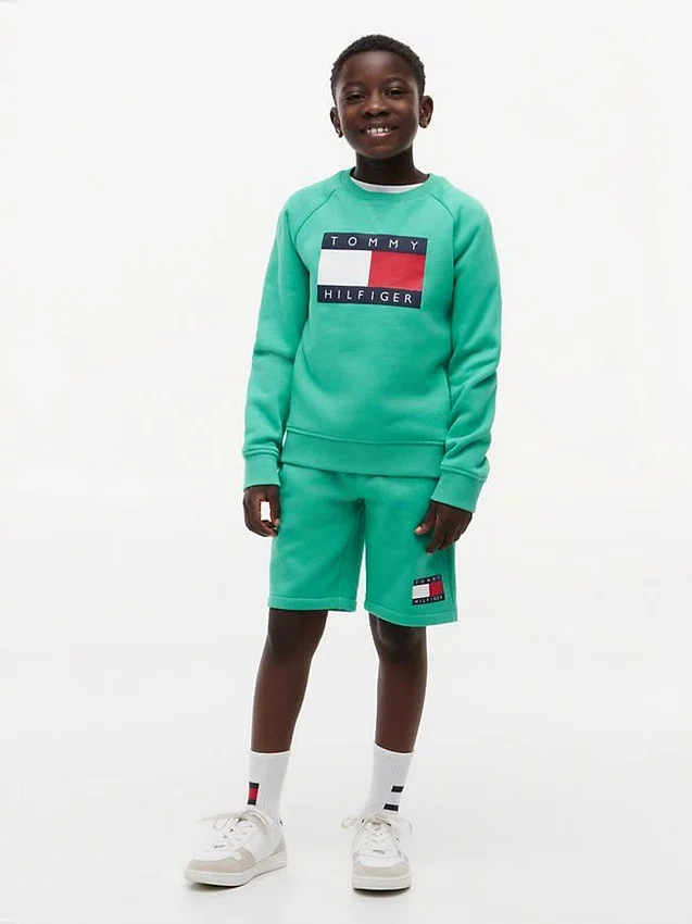 Pantaloncini in felpa con logo bandiera per bambini Pantaloncini in felpa con logo bandiera per bambini