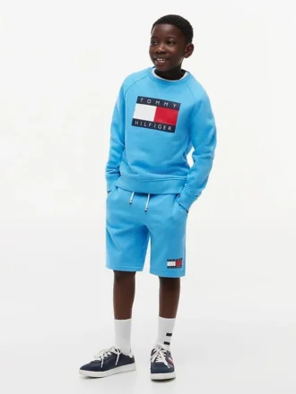 Pantaloncini in felpa con logo bandiera per bambini
